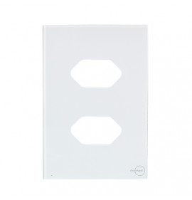 Placa p/ 2 Tomadas Separadas 4x2 - Novara Glass Branco